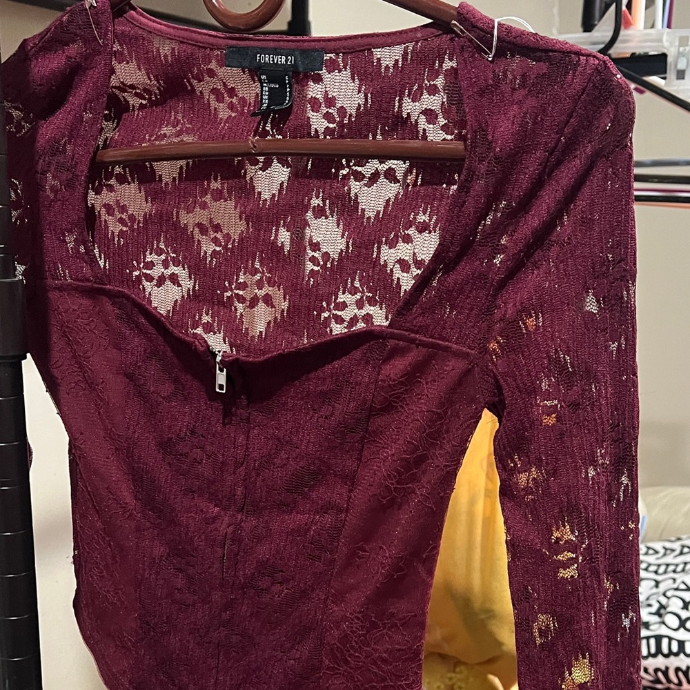 Forever 21 Burgundy Lace Top
